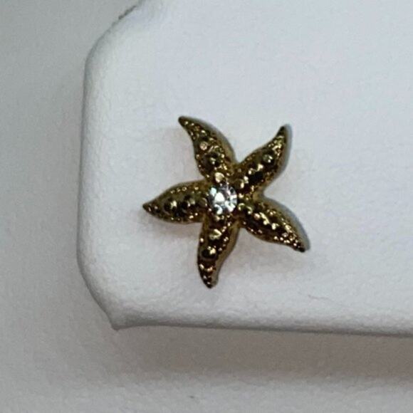 Gold-Tone Clear Rhinestone Starfish Stud Earrings - Picture 3 of 7